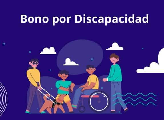 Ilustración con el rótulo «Bono por Discapacidad» y un grupo de personas con distintas discapacidades.