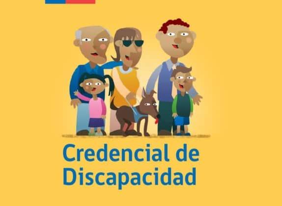 Ilustración con el rótulo «Credencial de Discapacidad» y un grupo de personas con distintas discapacidades, entre ellas una usuaria de silla de ruedas y una persona con perro guía.