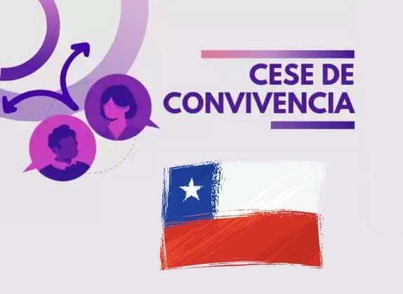 Cartel «Cese de convivencia» junto a la bandera de Chile.