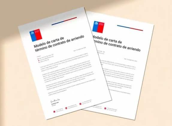 Dos modelos de carta de término de contrato de arriendo, encabezados con la bandera de Chile.