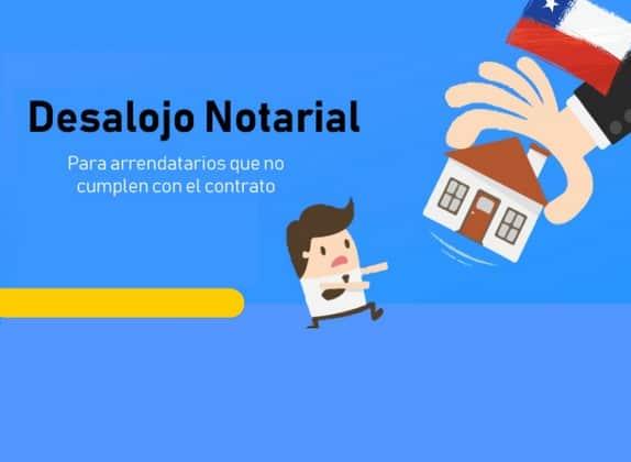 Cartel «Desalojo notarial. Para arrendatarios que no cumplen con el contrato», con la bandera de Chile.