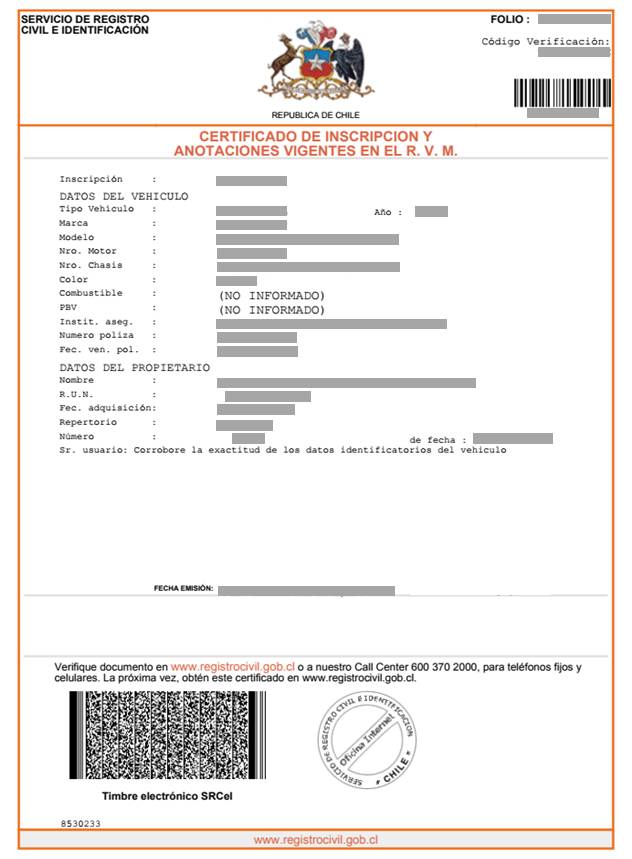 certificado de anotaciones vigentes de vehículos