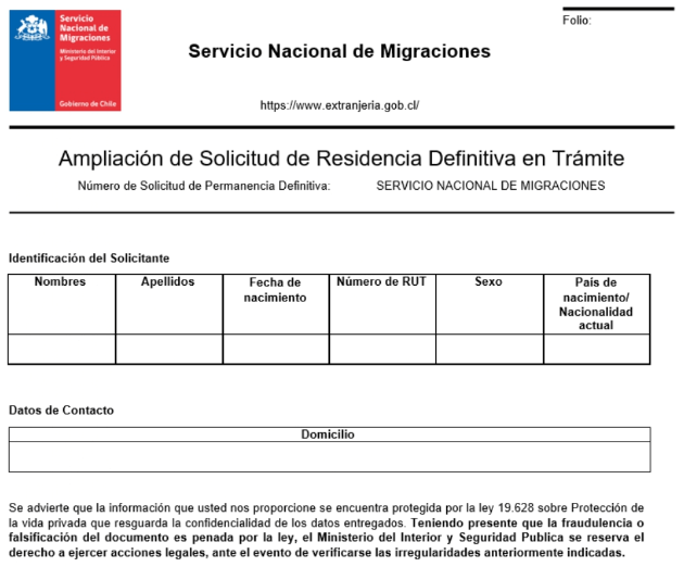 ampliación de solicitud de permanencia definitiva